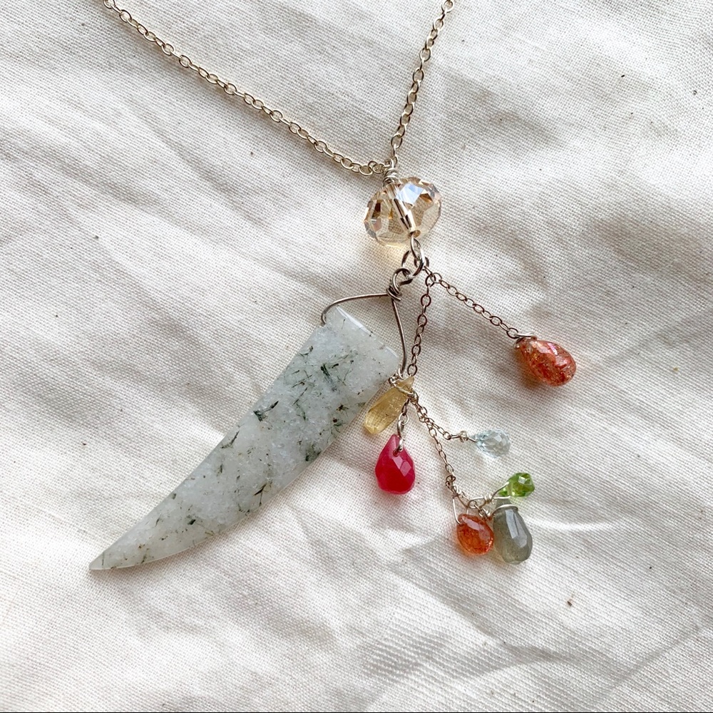 Sterling & Labradorite Horn Necklace